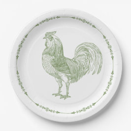 Plato De Papel Rooster Rústico Sage Green
