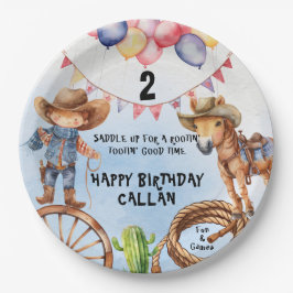 Plato De Papel Rootin' Tootin' Good Time Birthday Paper Plates