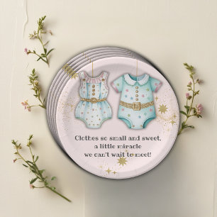 Plato De Papel Ropa capilar sincera de género Baby Shower neutro