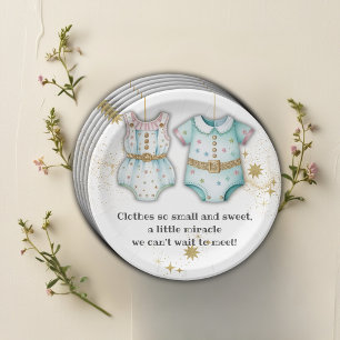 Plato De Papel Ropa capilar sincera de género Baby Shower neutro