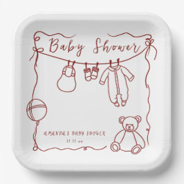 Plato De Papel Ropa de bebé de mano dibujada