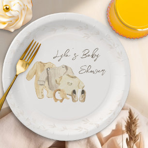 Plato De Papel Ropa de bebé Sexo Neutral Baby Shower