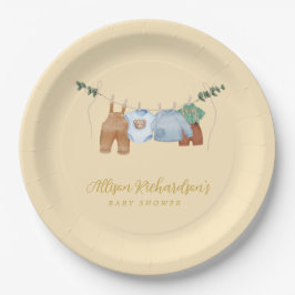 Plato De Papel Ropa de boho hilo de papel amarillo pastel Placa