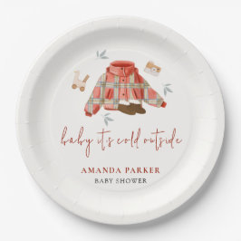 Plato De Papel Ropa de Invierno Jugada Baby Shower