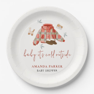 Plato De Papel Ropa de Invierno Jugada Baby Shower