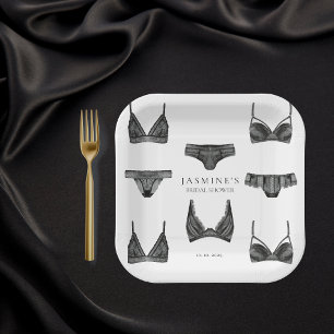 Plato De Papel Ropa Interior Despedida de Soltera Patrón de Braga