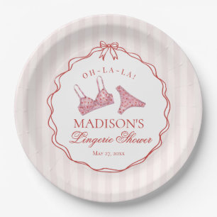 Plato De Papel Ropa interior rosa y roja de corazón Panti de duch