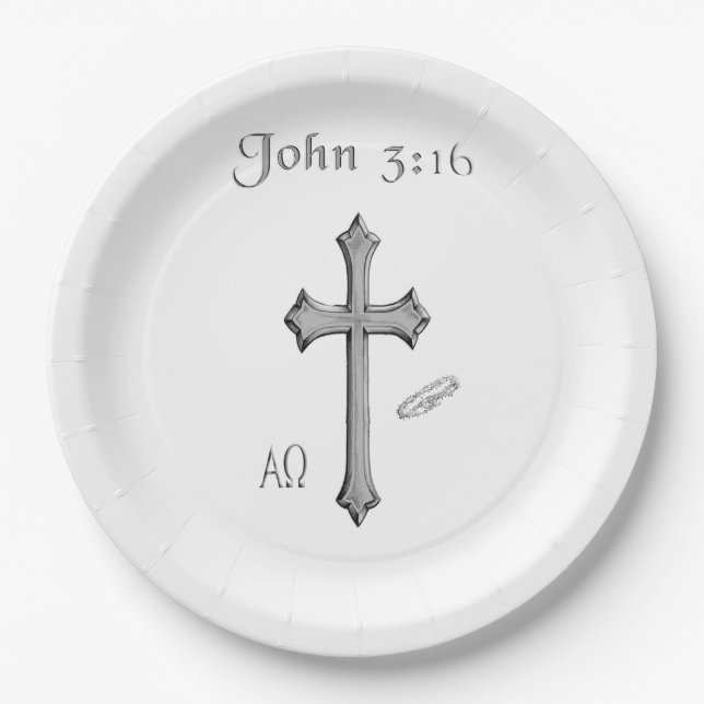 Plato De Papel Ropa John 3:16 (Anverso)