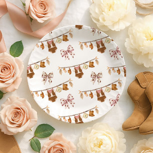 Plato De Papel Ropa vaquera occidental Little Cowgirl Baby Shower