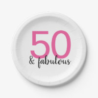 Rosa 50 y fabulosas placas de papel de cumpleaños