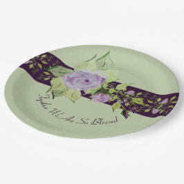 Plato De Papel Rosa Acentuado Con Morado Y Mauve