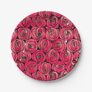 Plato De Papel Rosa Art Nouveau Rennie Macintosh Graphic