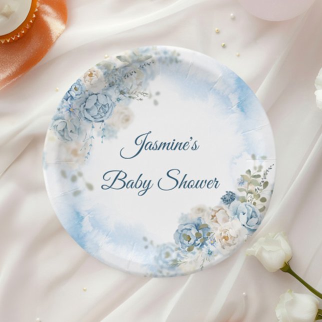 Plato De Papel Rosa azul bohemio Baby Shower (Subido por el creador)