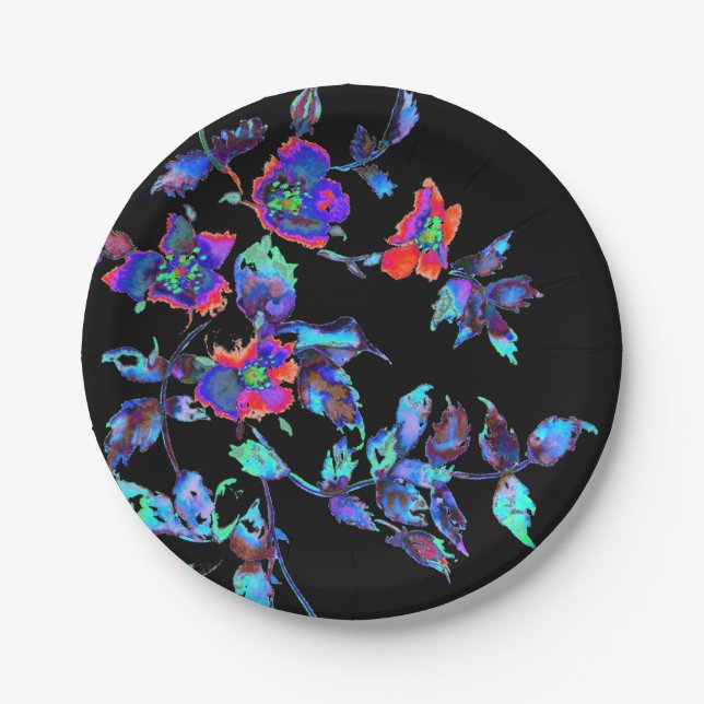 Plato De Papel Rosa azul de época (Anverso)