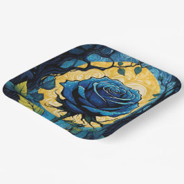 Plato De Papel Rosa azul Vines 3