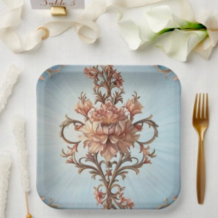 Plato de papel rosa barroco