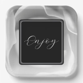 Plato De Papel Rosa blanca | Elegante diseño floral