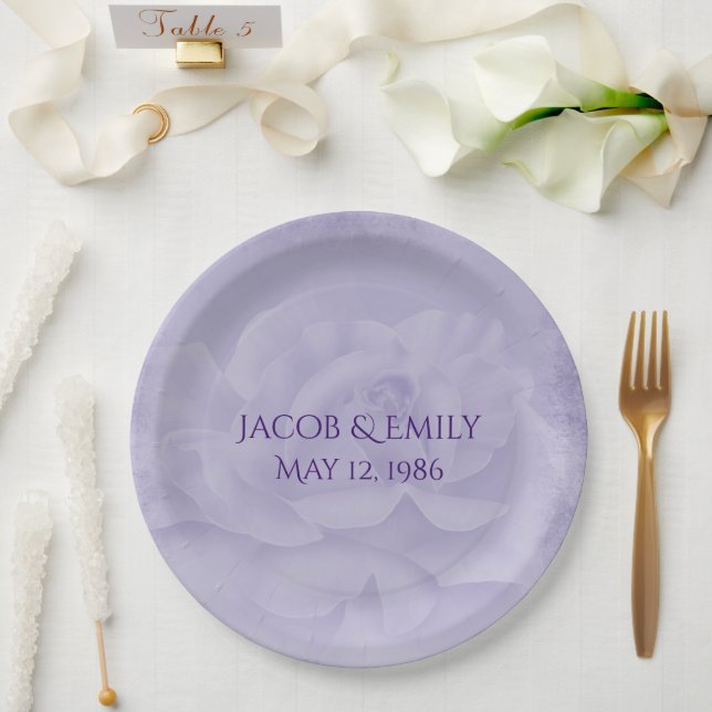 Plato De Papel Rosa Boda Lavender (Boda)