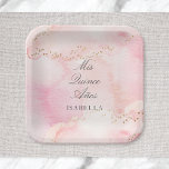 Plato De Papel Rosa bonito   Quinceañera dorada mis cinco años<br><div class="desc">El diseño de esta placa de papel de bonito presenta un fondo acuático rosa suave y dulce acentuado con puntos falsos de purpurina dorado. La tipografía es elegante e intemporal. Tiene una papelería de coordinación y otros accesorios de fiesta. Ver más elementos de la colección... </div>