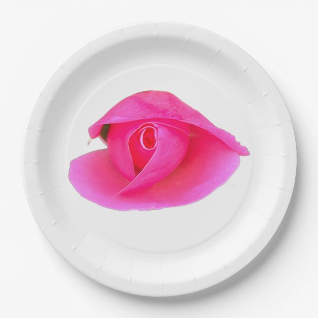 Plato De Papel Rosa Bud (Anverso)