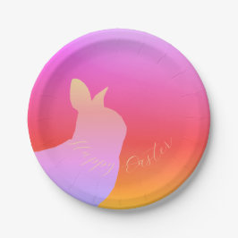 Plato De Papel Rosa con conejito malva