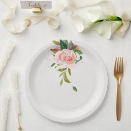 Plato De Papel Rosa de acuarela y boda follárico
