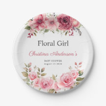 Rosa de Baby Shower floral colorido