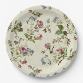 Plato De Papel Rosa de boda vintage floral