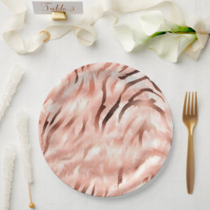 Plato De Papel Rosa de champán rosa Glam Zebra