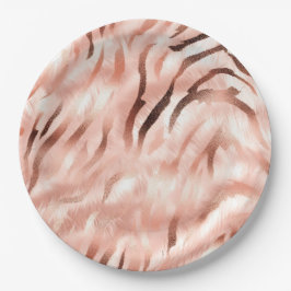Plato De Papel Rosa de champán rosa Glam Zebra