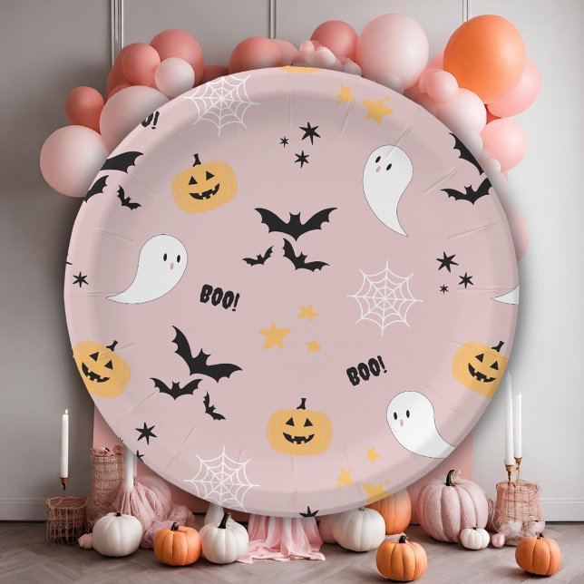 Plato De Papel Rosa de Halloween (Subido por el creador)