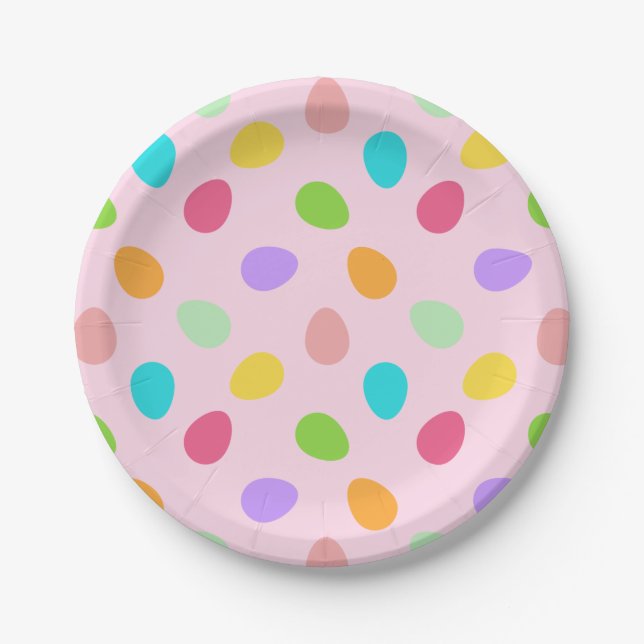 Plato De Papel Rosa de huevos básicos (Anverso)