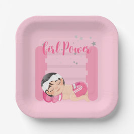 Plato De Papel rosa de potencia chica