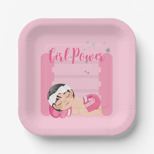 Plato De Papel rosa de potencia chica (Anverso)