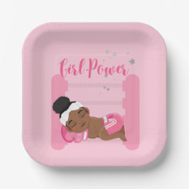 Plato De Papel rosa de potencia chica