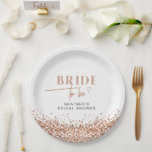 Plato De Papel ROSA de REGINA Novia Rosa Rubor será ducha<br><div class="desc">Esta novia que se va a colocar cuenta con unas sucesiones falsas de purpurinas de oro rosa, unos tipos de letra negrita modernos y un divertido corazón dibujado a mano. Edite fácilmente la redacción en negro para satisfacer las necesidades de su evento. Este plato de papel es perfecto para su...</div>