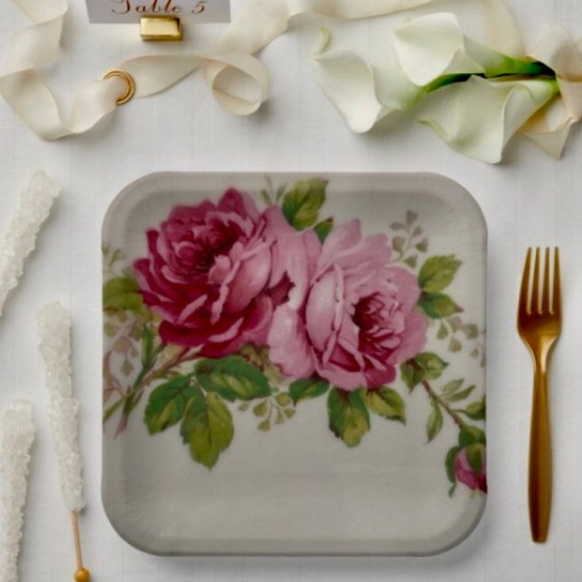 Plato De Papel Rosa de repollo de época Placa de papel elegante (Subido por el creador)