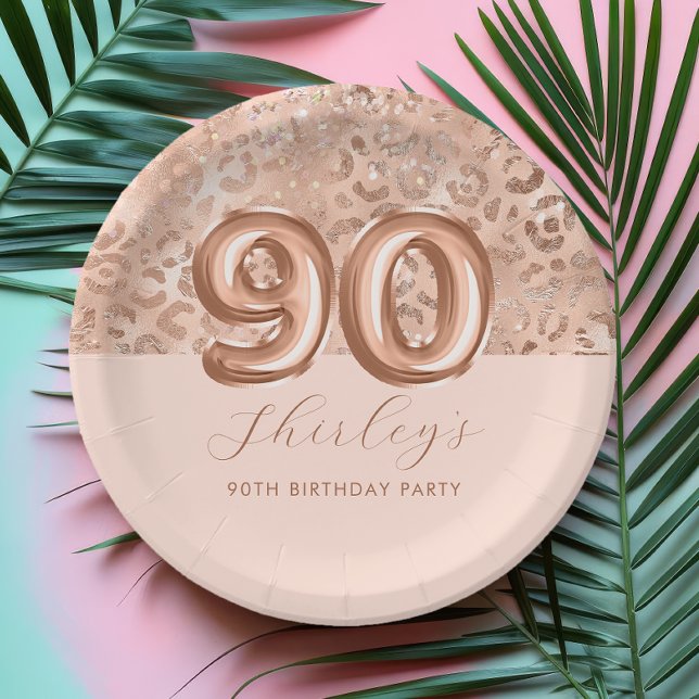 Plato De Papel Rosa Dorado Personalizado Cumpleaños 90 Estampado  (Subido por el creador)