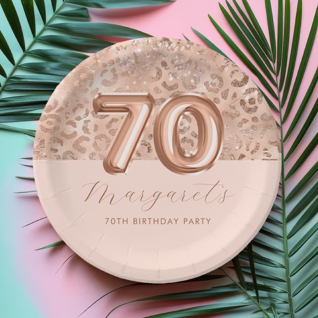 Plato De Papel Rosa Dorado Personalizado Estampado de Leopardo Cu (Subido por el creador)