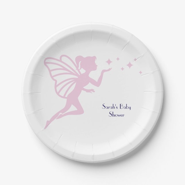 Plato De Papel Rosa Fairy Dust (Anverso)