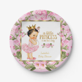 Plato De Papel Rosa floral Princesa Baby Shower de oro rosa