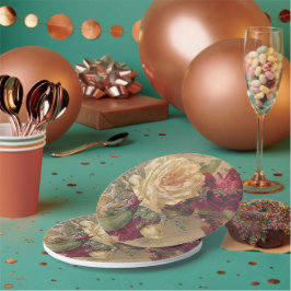 Plato De Papel Rosa floral victoriana vintage