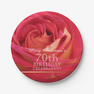Plato De Papel Rosa floreciente 70 Fiesta de la celebración de cu
