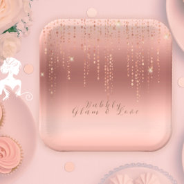 Plato De Papel Rosa Gold Confetti Bridal Shower