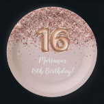 Plato De Papel Rosa Gold Sweet 16th Birthday Party<br><div class="desc">Rosa de papel dulce de 16º cumpleaños para decorar las mesas de la fiesta de cumpleaños.</div>