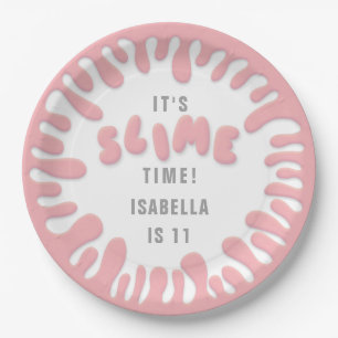 Plato De Papel Rosa Gooey fiesta de lima rosa