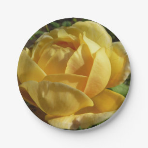 Plato De Papel Rosa inglesa amarilla