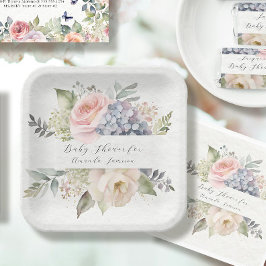 Plato De Papel Rosa Jardín Rosa Dulce Mariposa Bebé Ducha