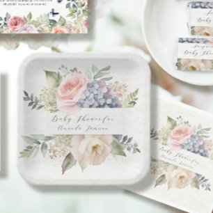 Plato De Papel Rosa Jardín Rosa Dulce Mariposa Bebé Ducha