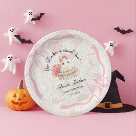 Plato De Papel rosa lindo fantasma pequeña ducha bebé Invitación